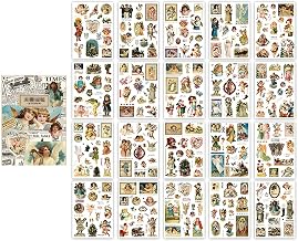 20 Sheets Decorative Stickers Scrapbooking Vintage Oil Painting Craft Paper and Washi Stickers for DIY Bullet Journal Accessories Diary Album Calendar, Stickers for Scrapbooking Stickers