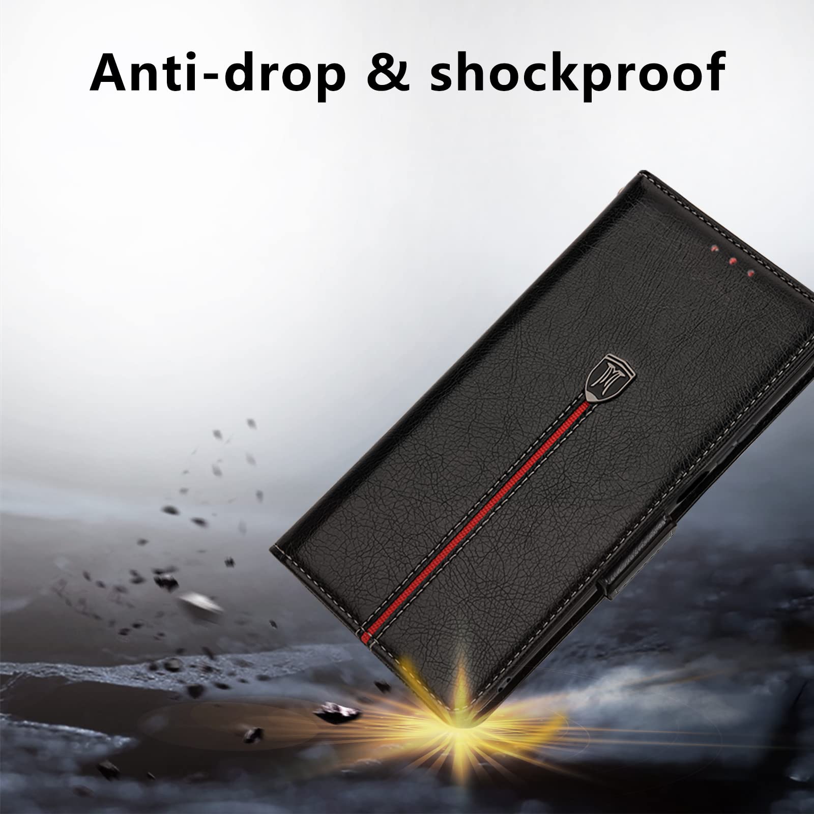 Cover Xiaomi Poco X5 Pro A Libro Con Porta Carte | Custodia Portafoglio Magnetica In Pelle PU Rossa | RonRun - 5