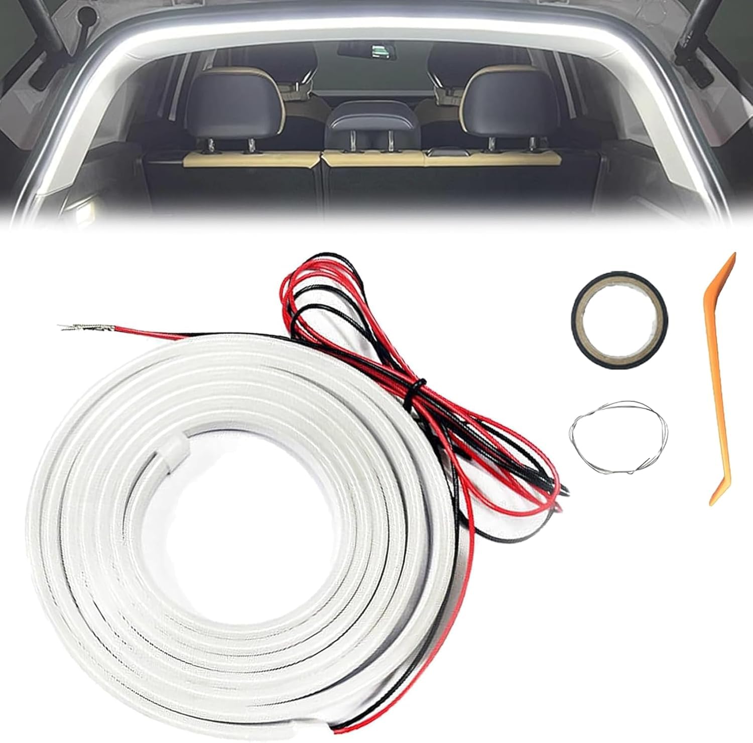 Tira De Luces Led Flexibles Y DináMicas para Maletero De Coche, ActualizacióN 2025, Universal, para IluminacióN Interior O Zona De Carga, con AtmóSfera DináMica. (White,2 Meters)