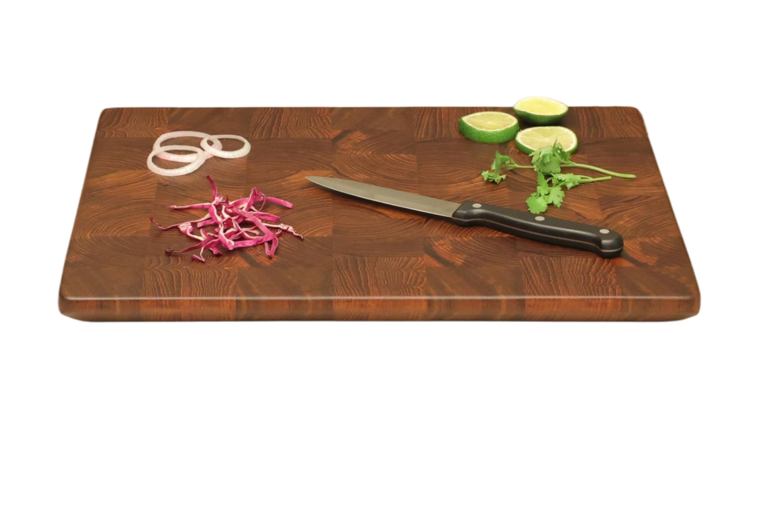 B STUDIO BY SR® Premium End Grain Wooden Chopping Board | Teakwood | Non-Slip Rubber feet | 15×11×1 inch | Vegetables, Meat, Cheese Cutting | Food Grade Finish | No Dyes | No Chemicals