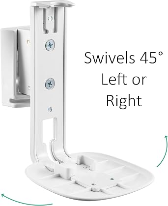 ynVISION.DESIGN Adjustable Wall Mount Bracket Compatible with Sonos One, One SL, and Play:1 Speaker | 2 Pack | (White)