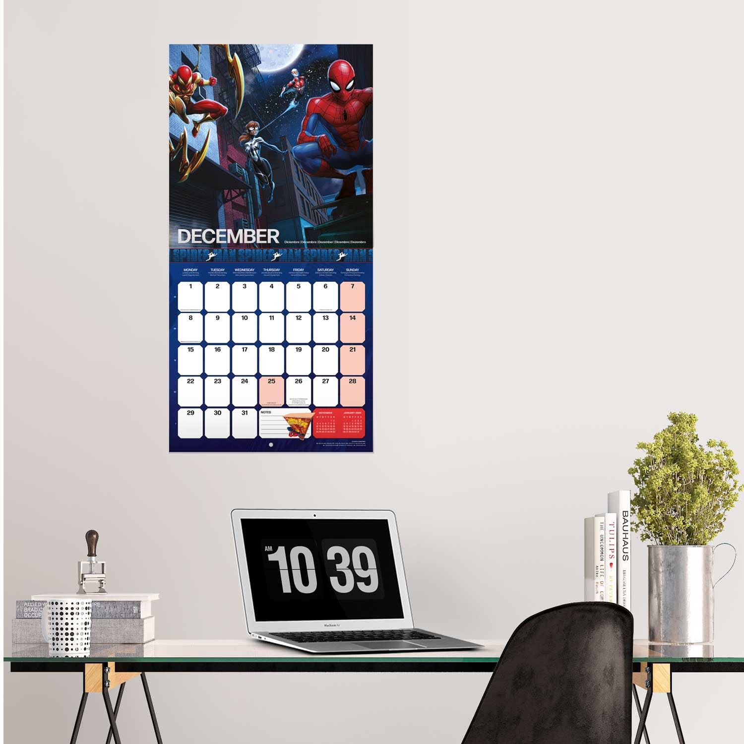 Calendrier Mural 2026 Spiderman - Format 30x60 Cm, Papier 140g, De Janvier à Décembre