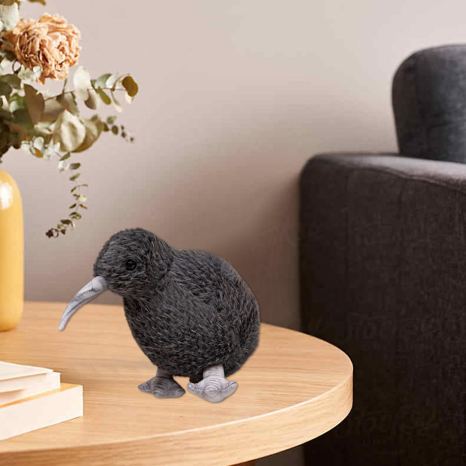 PuffPurrs Petite Peluche d'Oiseau Kiwi Réaliste 13cm, Animal en Peluche de Kiwi Brun, Petit Oiseau Kiwi Mignon en Porte-clés comme Cadeau pour Vos Amis