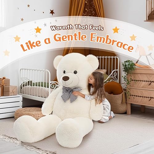 Miniatura 5 de MorisMos Oso de peluche gigante, blanco, regalos de peluche para novias, niñas, Navidad, día de San Valentín, 55 pulgadas
