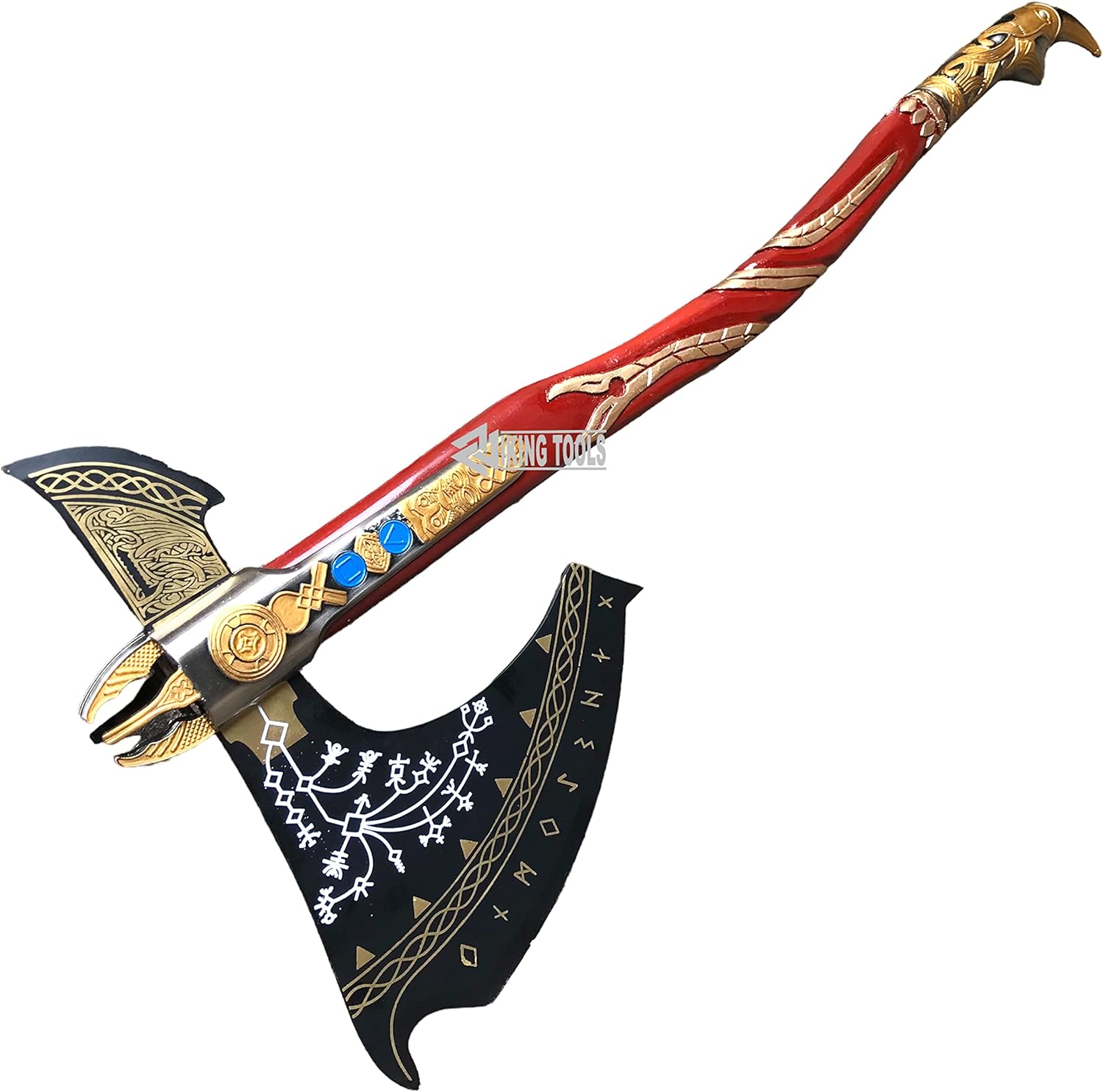 SHINY CRAFTS® Handcrafted Viking Axe – Engraved Nordic Blade with Wooden Handle Norse Bearded Hatchet for Men Unique Gift for Him, Collectors, Cosplay, Camping, Medieval Wall Decor (Viking-VBA-26)