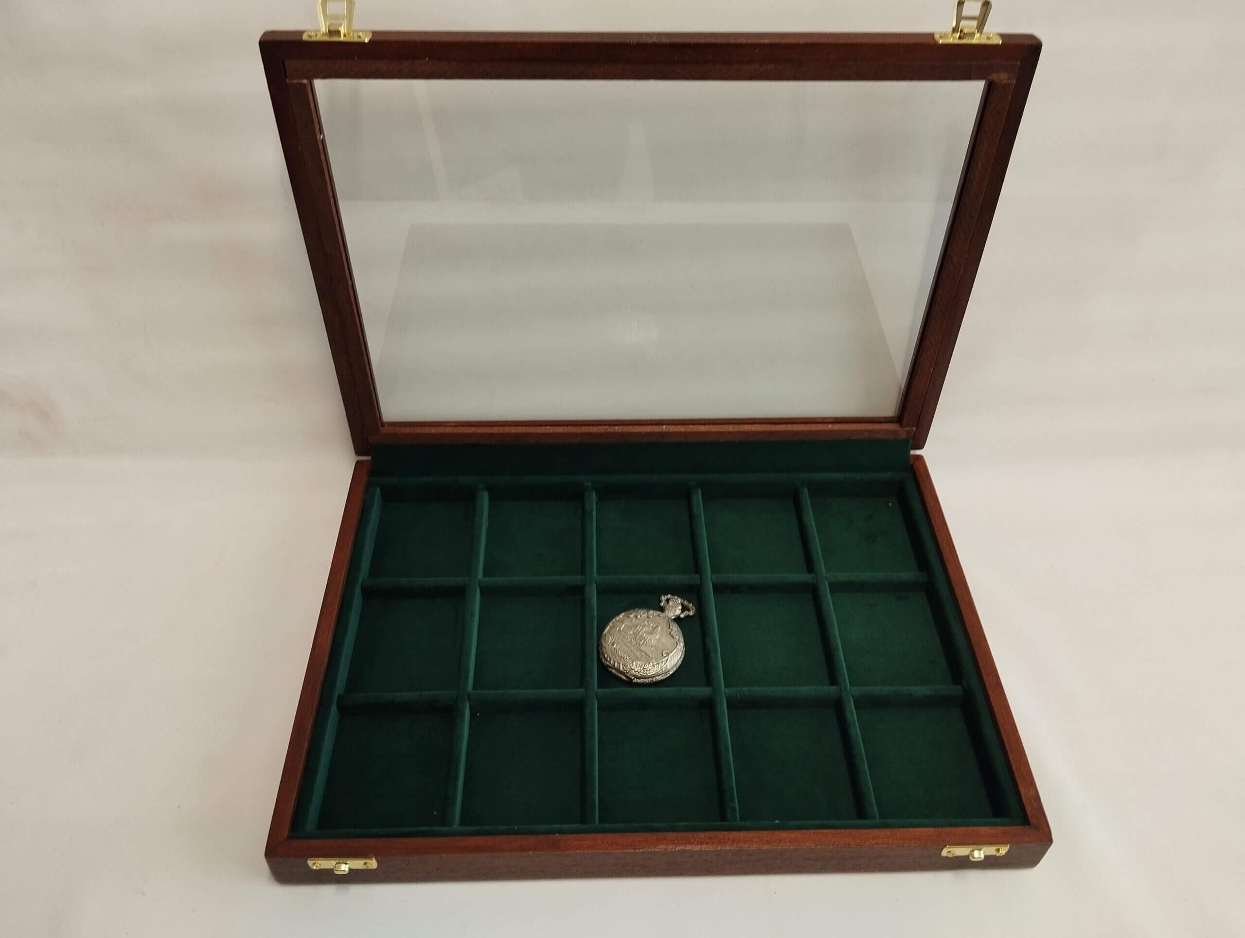 Vitrina para Reloj de Bolsillo – Estuche de Madera Artesanal para un Reloj de Bolsillo, Caja Expositora para Coleccionistas e Idea de Regalo