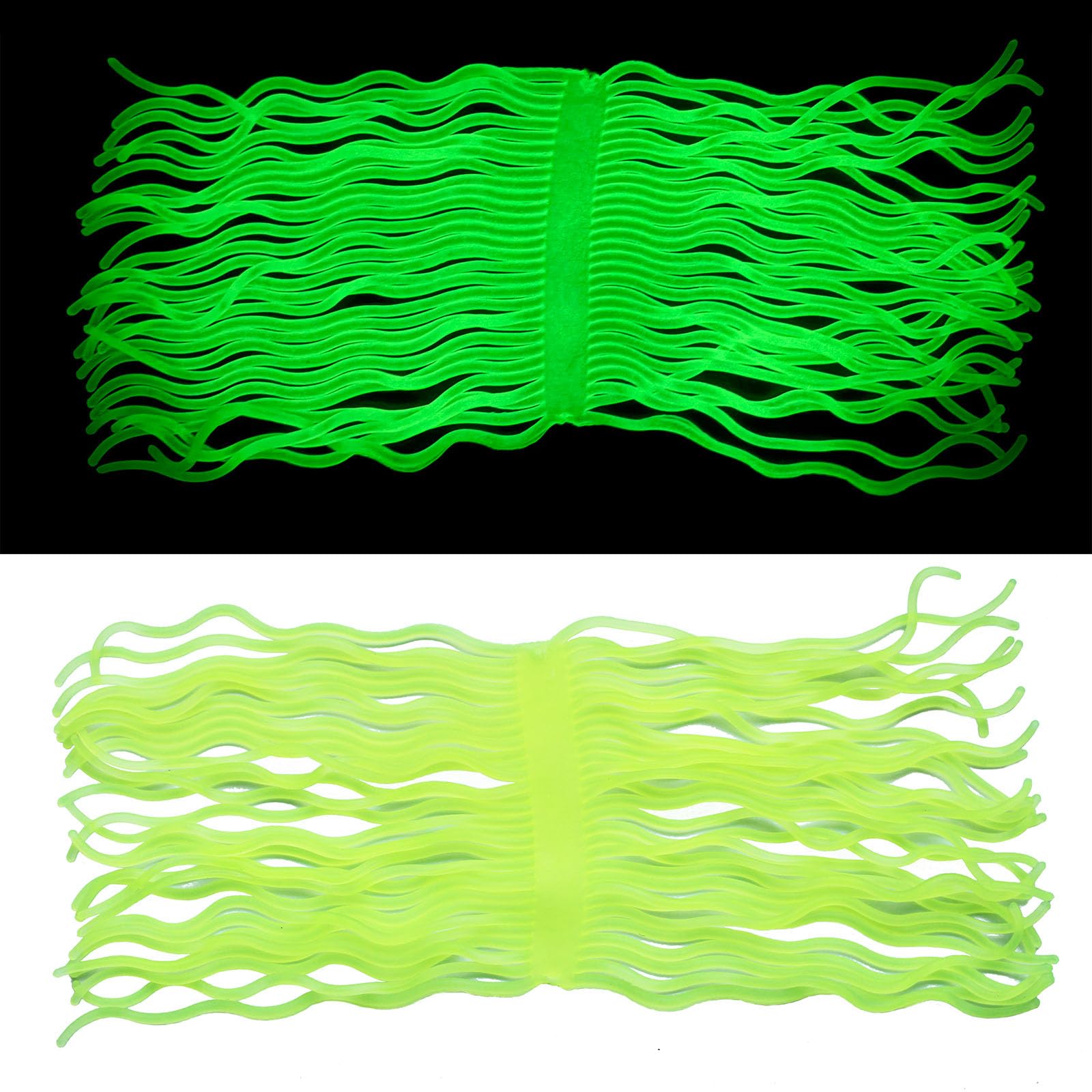 Tigofly 6 Colors 60 Strands Luminous Squirmy Worm Soft Silicone San Juan Fishing Lure Baits Glow in The Dark Fly Tying Materials