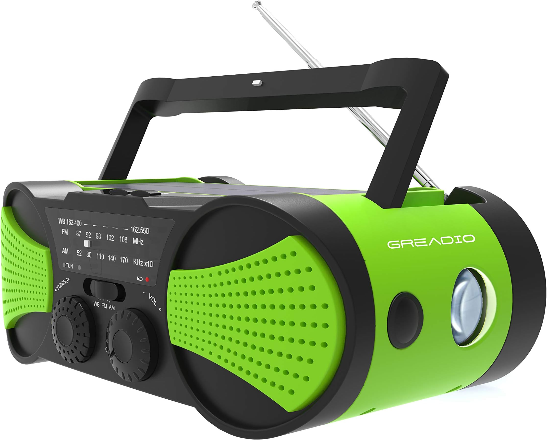 Emergency Weather Radio Hand Crank Self Powered AM/FM/NOAA Solar Radios with Rechargeable 4000mAh Power Bank, Audio Input, 1W Solar Panel, 3W Flashlight, Reading Lamp for Hurricanes, Tornadoes(New)