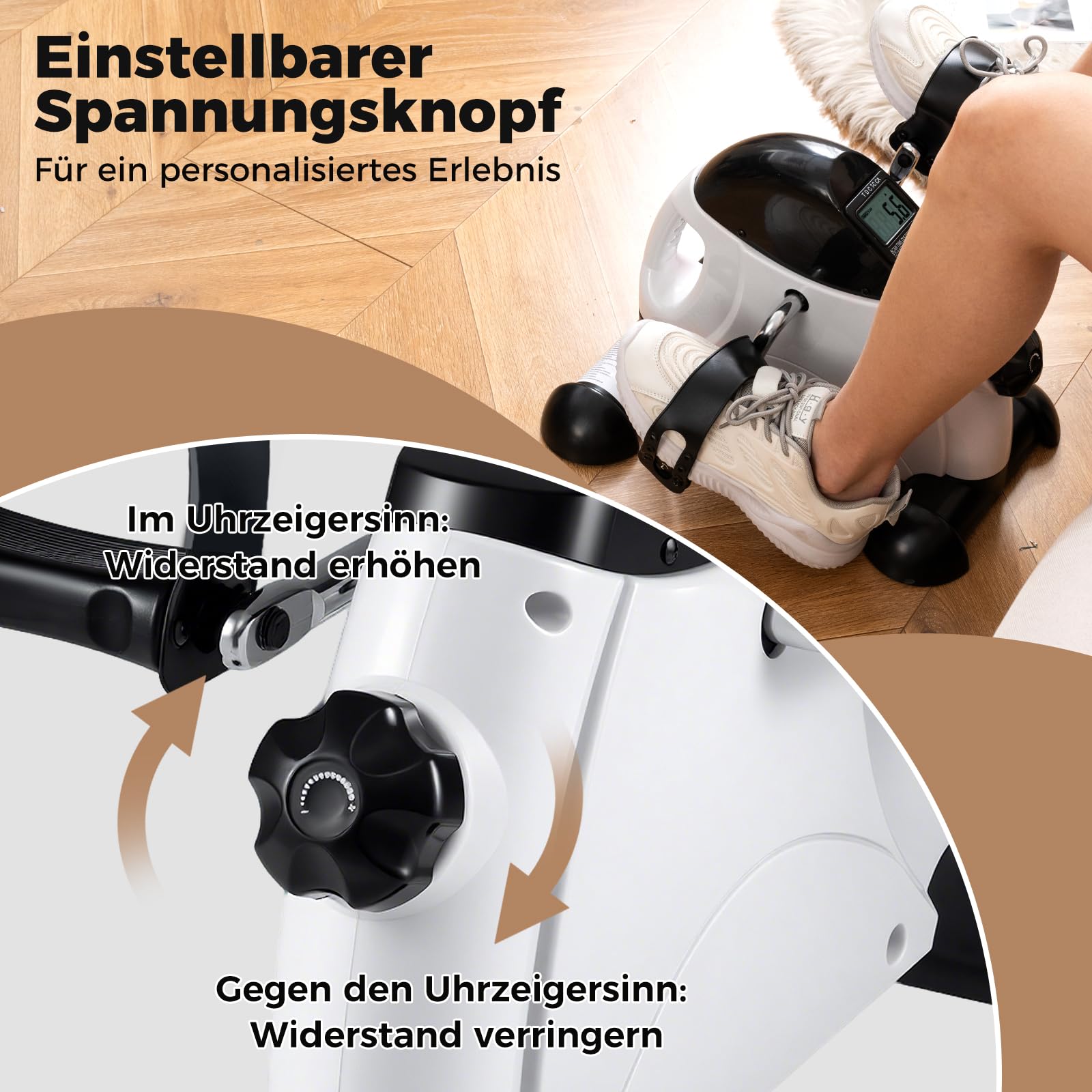 COSTWAY Pedaltrainer für Senioren, Arm und Beintrainer unter dem Schreibtisch, 100 kg belastbar, Mini Bike