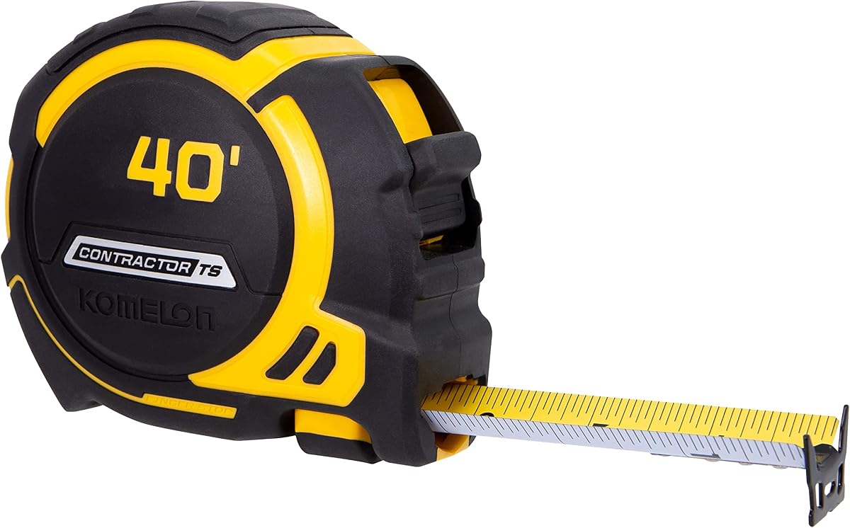 Komelon 40-Ft Contractor TS Wide Blade Tape Measure with Backside Printing, Manual Lock, Long Standout (93440)