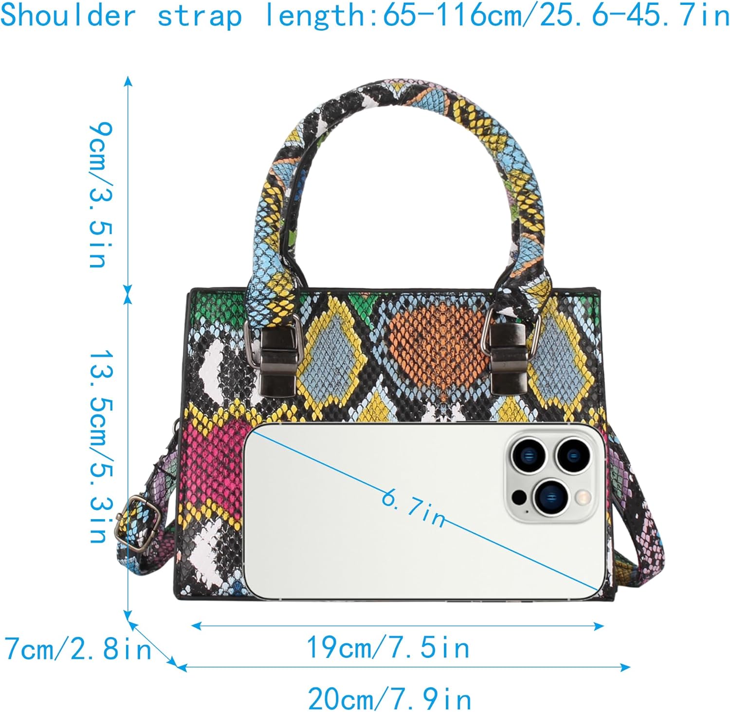 ZLM BAG US Women Mini Top Handle Bag Snakeskin Print Leather Crossbody Shoulder Bag Zipper Satchel Purse - Image 4