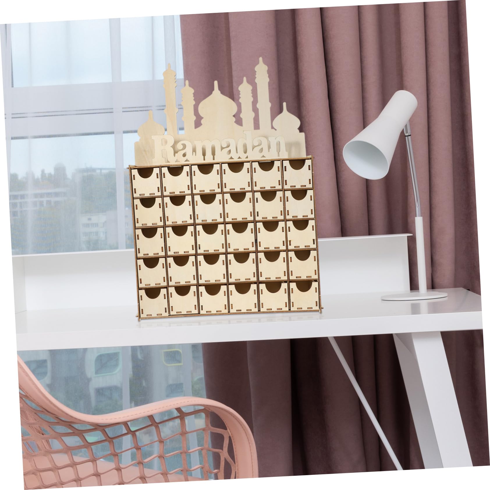 MAGICLULU Calendario De Adviento De Madera Para Hacer Uno Mismo Calendario De Regresiva Para Eid Mubarak Adornos De Madera Para Decoración De Hogar Durante Ramadán