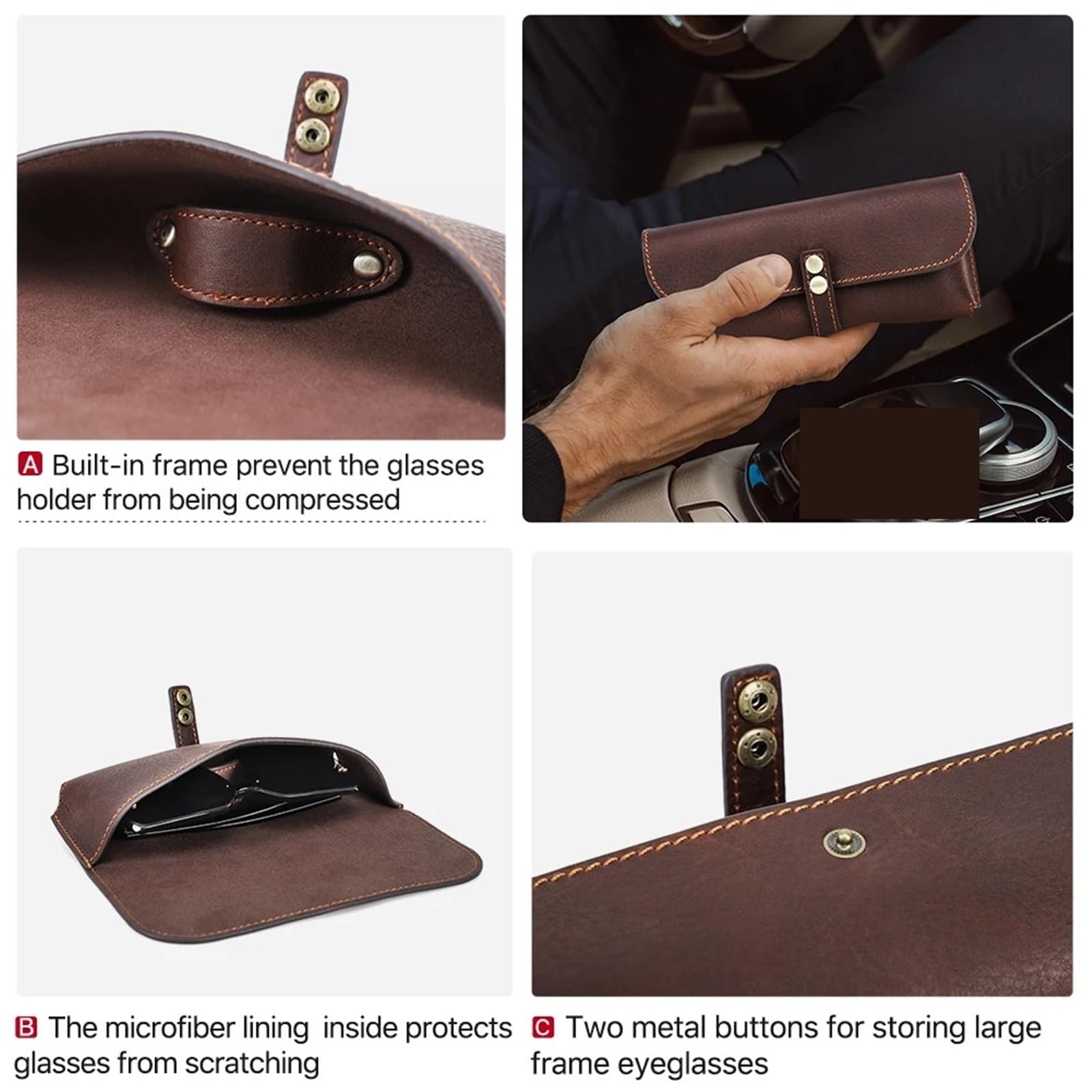 Custodia for occhiali retrò in vera pelle | Scatola porta occhiali da sole portatile for occhiali da sole for uomo donna