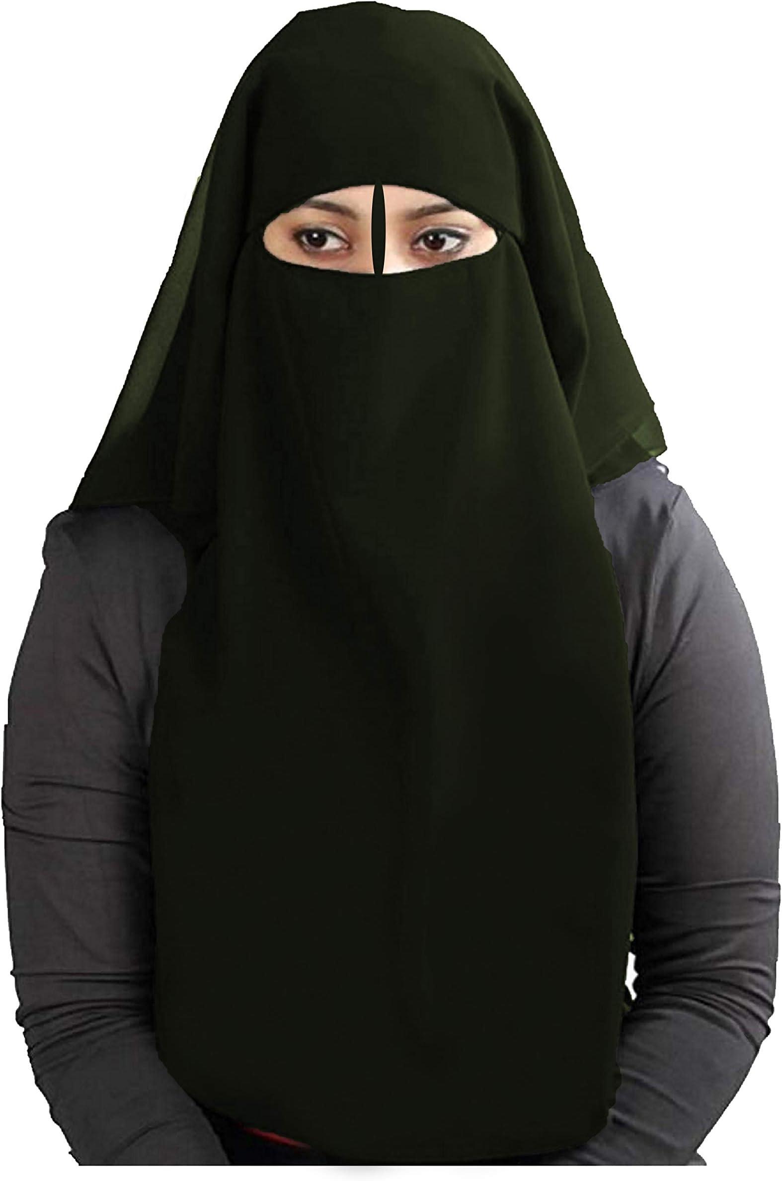 XL Long Saudi Niqab Nikab 3 Layers burqa Hijab Face cover Veil Islam Islami