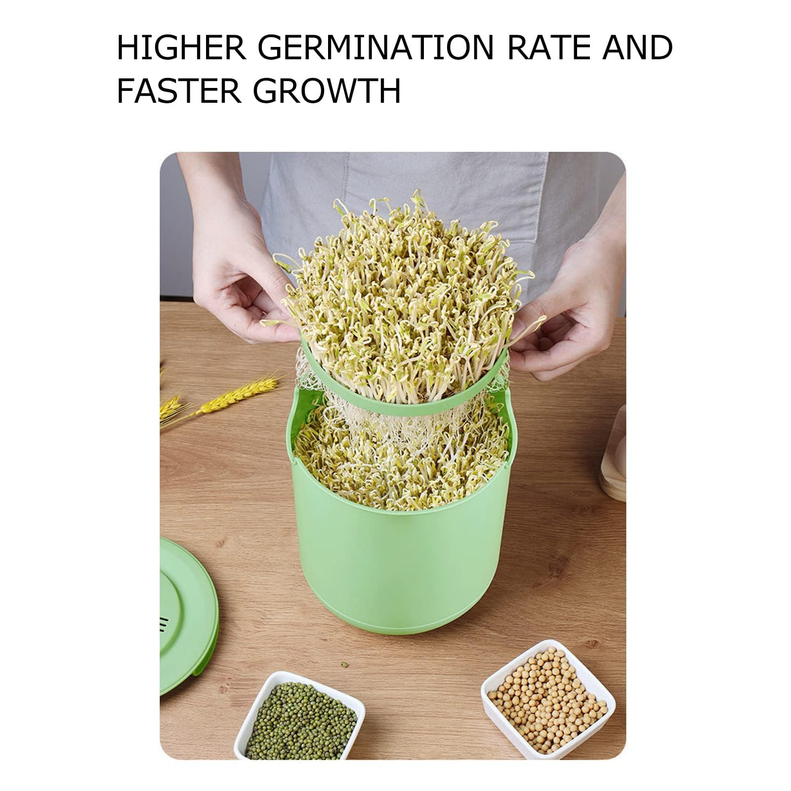 Pot de Germination Plantes d'intérieur Herbe de blé Plateaux à Outils Germes de démarrage Haricots germés Équipement de Germination des Plantes Platea