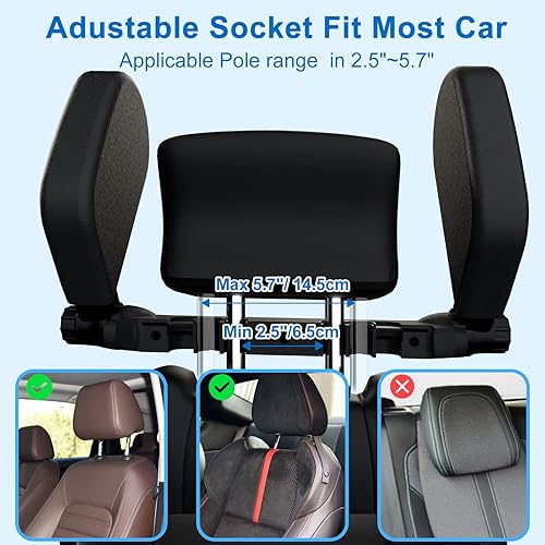 Miniatura 3 de Roadpal - Almohada para reposacabezas de automóvil, reposacabezas ajustable para asiento de automóvil, almohada de apoyo para cabeza y cuello,