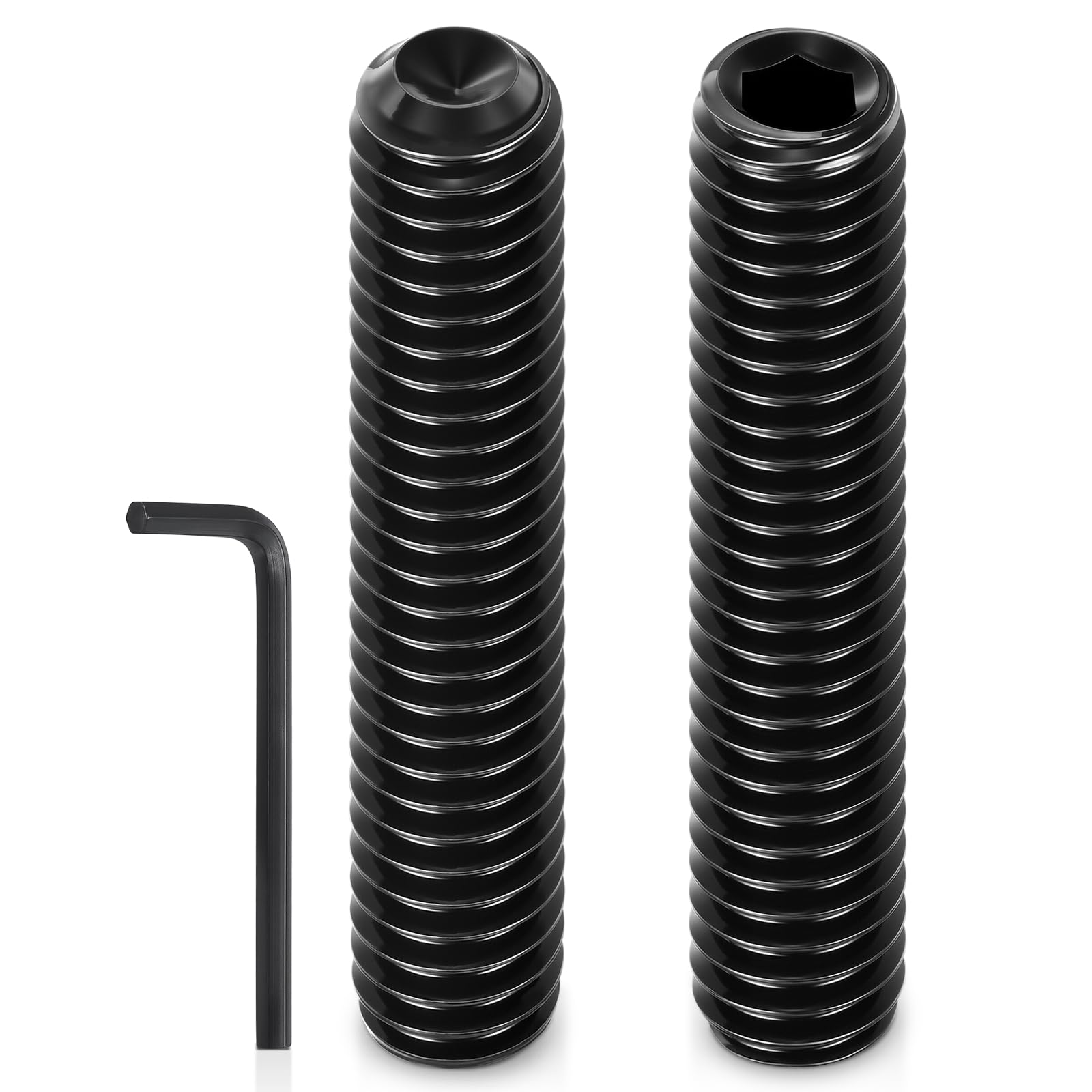Kozelo 15Pcs Cup Point Socket Set Screws - [M6-1x30] Carbon Steel - Black Oxide Finish Hex Socket Grub Set Screws with Hex Key Wrench for Door Handles, Knobs & Light Fixtures