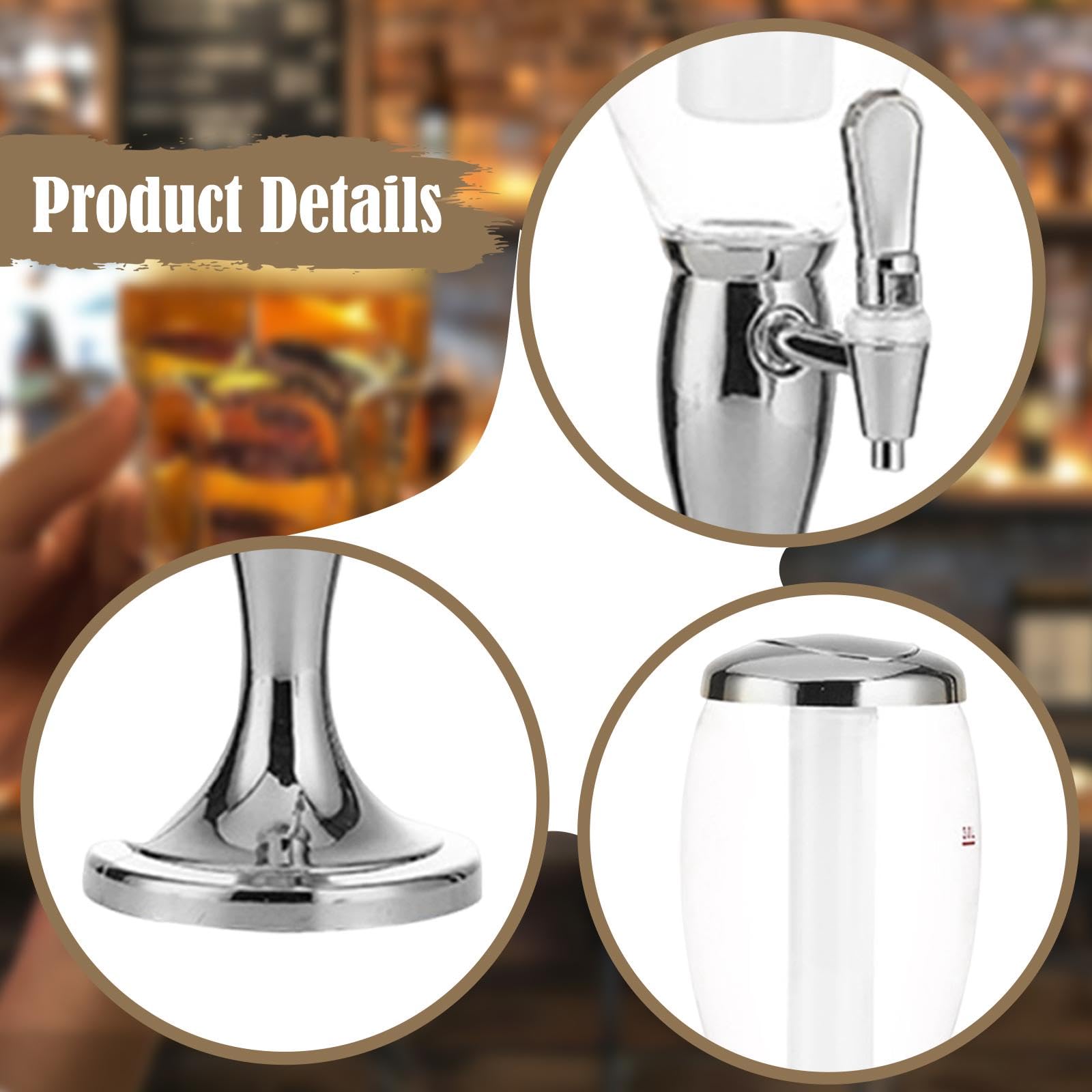 KESOTO Dispensador de Cerveza con Tubo de Enfriamiento, Capacidad de 3 L, Accesorio para, Plata, Individual