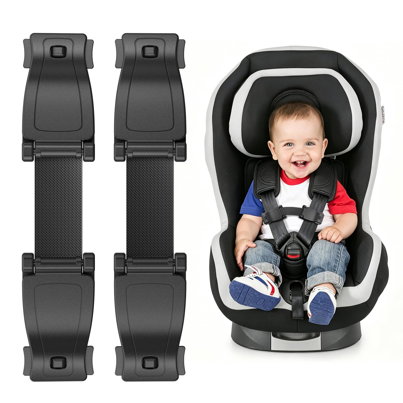 Car Seat Straps Anti Escape for Kids – 2 Pack Safety Seat Belt Clip, Prevents Children from Unbuckling, Adjustable 5.3 Inch Child Seat Belt Buckle Cover for Car, Pram, Pushchair, High Chair-image-22