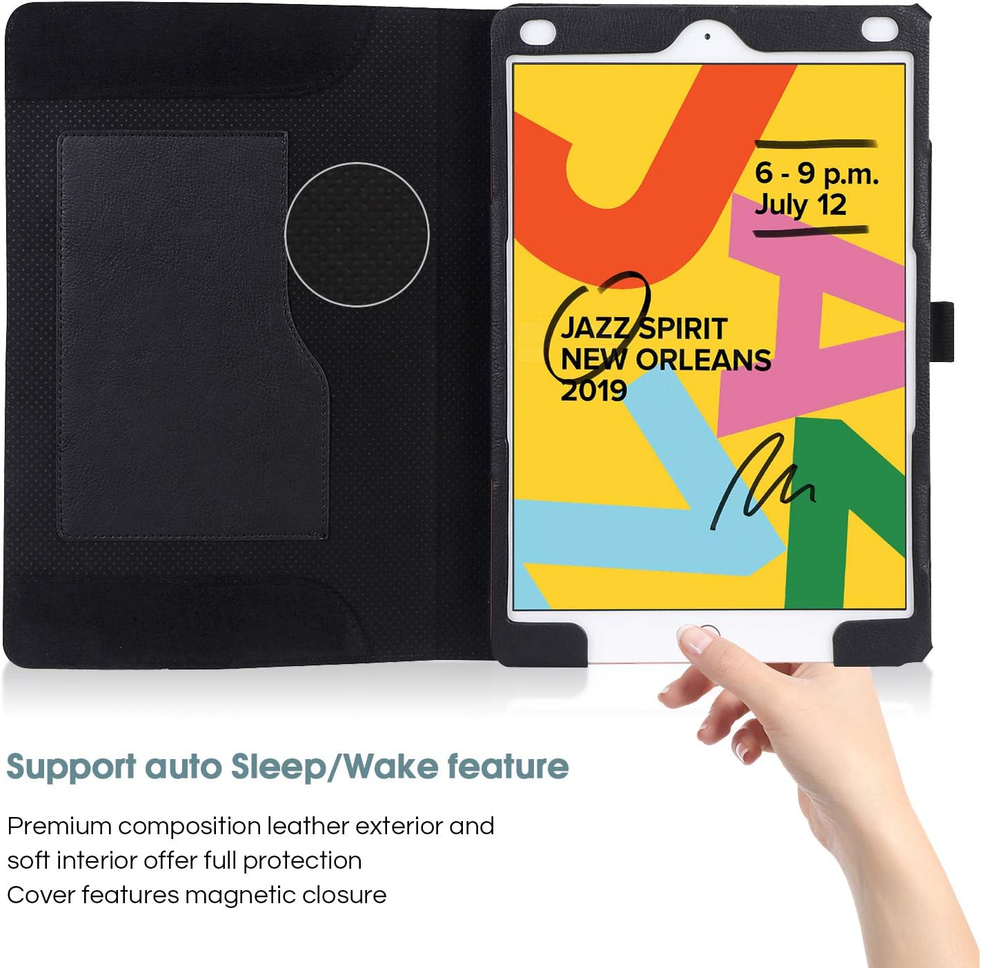 ProCase iPad 10.2 Case 2021 9th / 2020 8th / 2019 7th Generation iPad Case, Leather Stand Folio Cover Case with Multi-Angle Viewing and Pencil Holder for 10.2" iPad 9th Gen / 8th Gen / 7th Gen -Black
