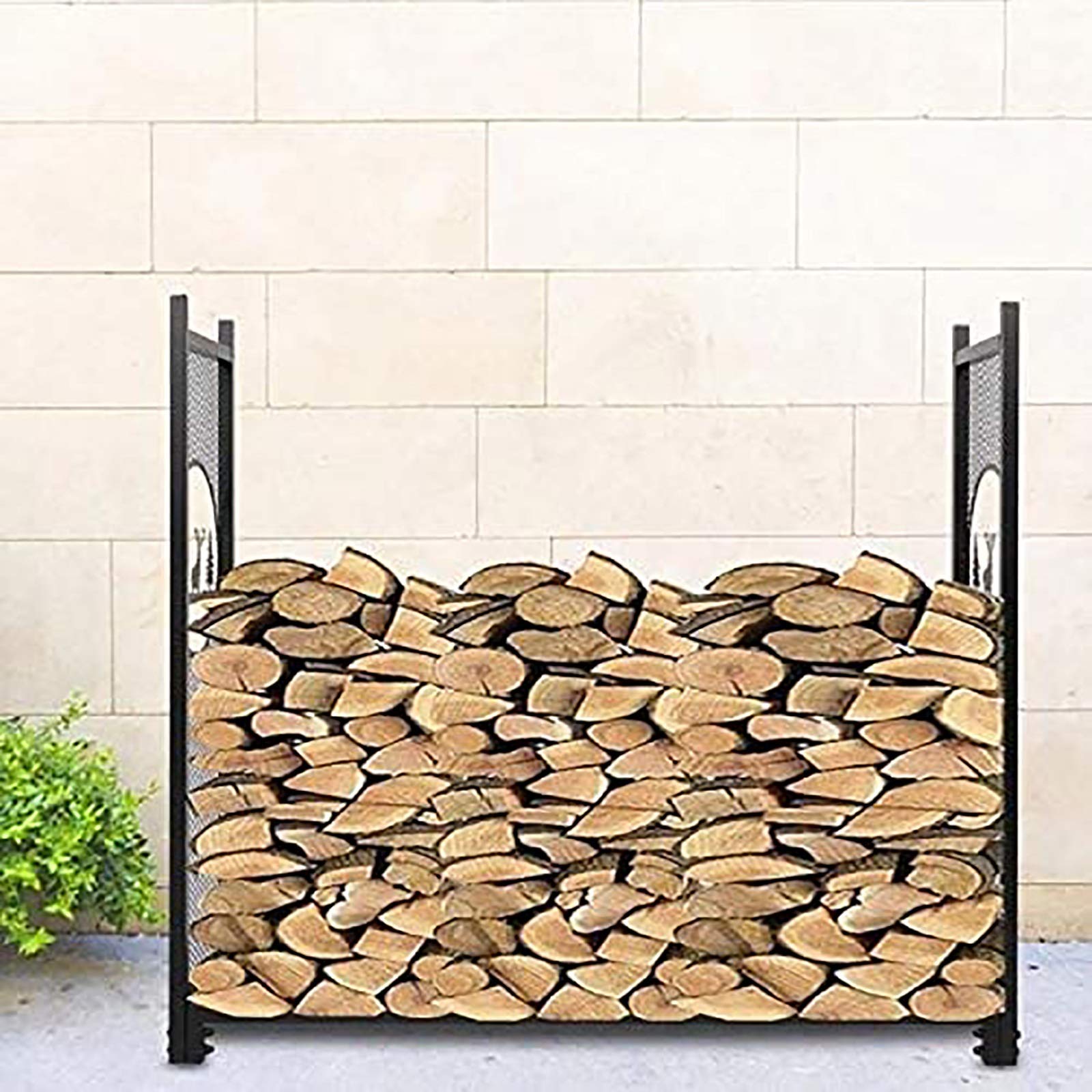 Portalegna da Esterno da 4 Piedi, Grande e Robusto portalegna Rustico, Supporto in Metallo per Legna da ardere per Camino, Patio, terrazza, Giardino, Alto 50 Pollici