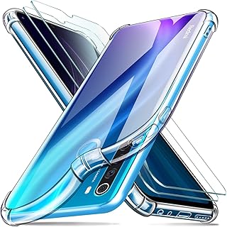LeathLux Cover Xiaomi Redmi Note 8 Custodia Trasparente con 2 Pellicola Vetro Temperato, Morbido Silicone Antiurto Bumper Custodie Protettivo TPU Cover per Xiaomi Redmi Note 8