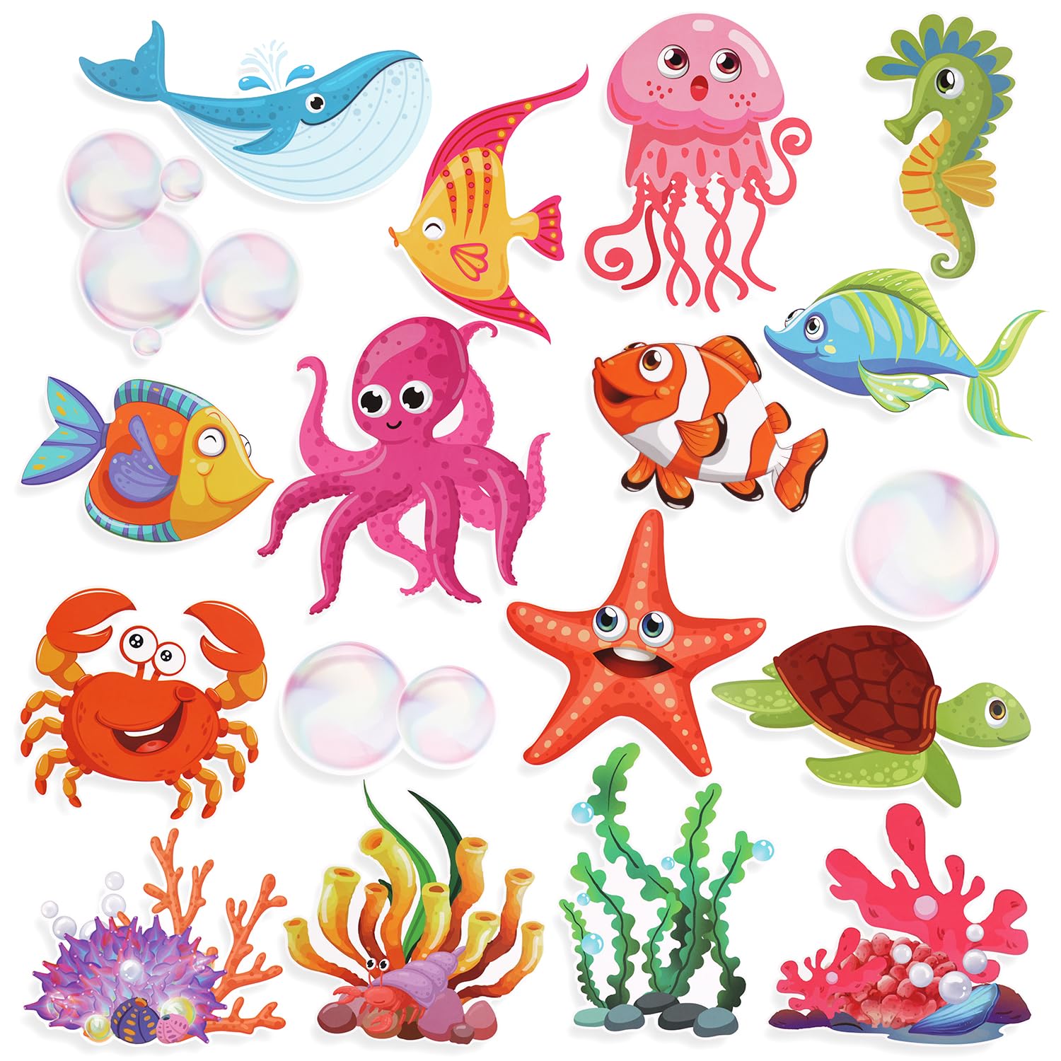 Clipart di creature marine carine ad acquerello Kawaii Animali marini PNG Immagini digitali da scaricare per la creazione di biglietti Scrapbook Junk Journal Paper Crafts - Italia