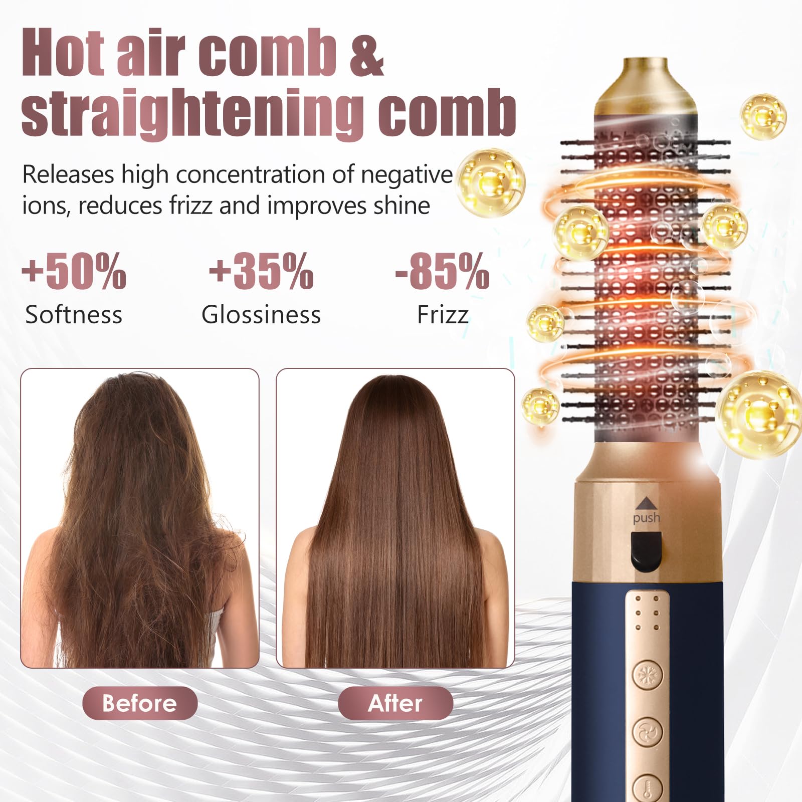 Cepillo Secador De Pelo, Air Styler 5 en 1, Cepillo de Aire 1350W | Cepillo de Aire Caliente 110000 RPM, Multifuncional Modelador, Cepillo alisador pelo para Volumen/Doblar/Suavizar/Secar