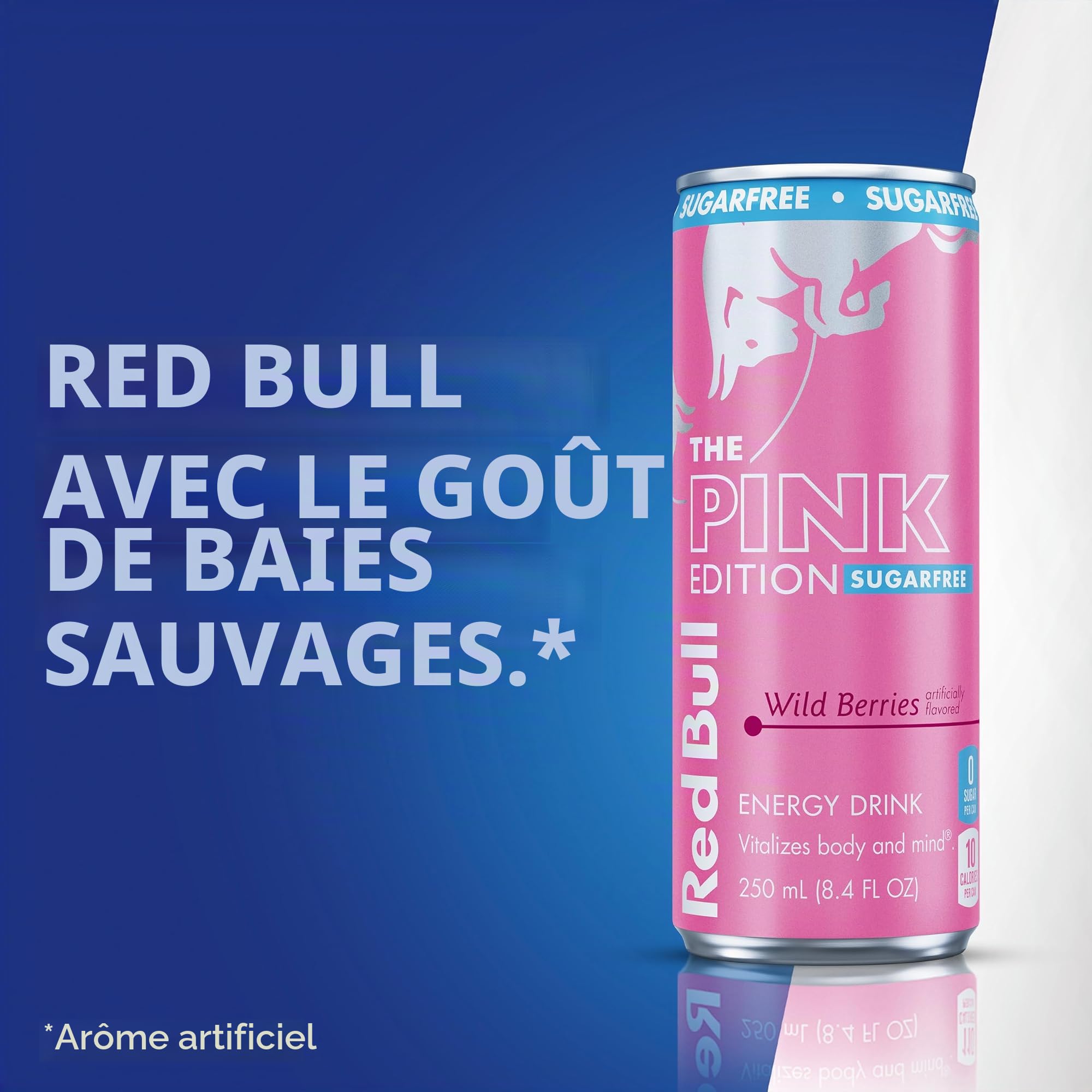 Red Bull Pink Edition Boisson énergétique sans sucre, baies sauvages, boîte de 248,4 ml, avec 80 mg de caféine, taurine et vitamines B