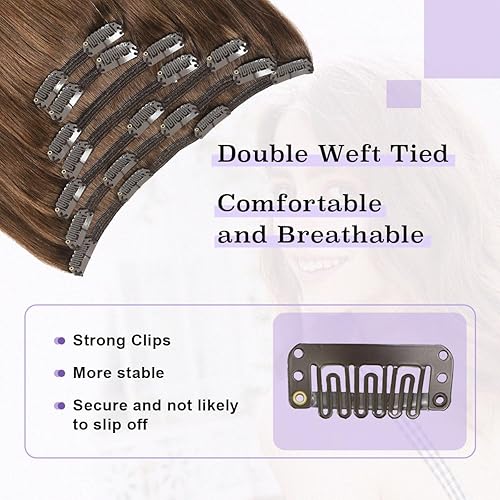 Miniatura 5 de Sindra Extensiones de cabello humano real con pinza, 4.94 oz, cabello grueso, extensiones de cabello humano real, extensiones de cabello humano