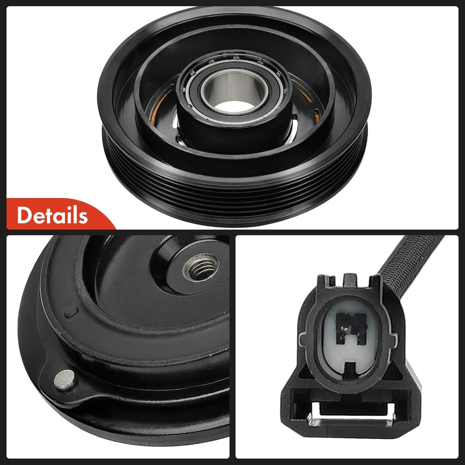 A-Premium Air Conditioner AC Compressor Clutch Kit Compatible with Honda Pilot 2008-2015, Odyssey 2008-2017, Ridgeline 2009-2014 & Acura MDX 2007-2013, ZDX 2010-2013