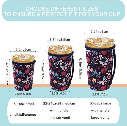 Miniatura 2 de 3 fundas reutilizables de café helado para tazas de café helado o bebidas, fundas aislantes de neopreno reutilizables para bebidas calientes y frías