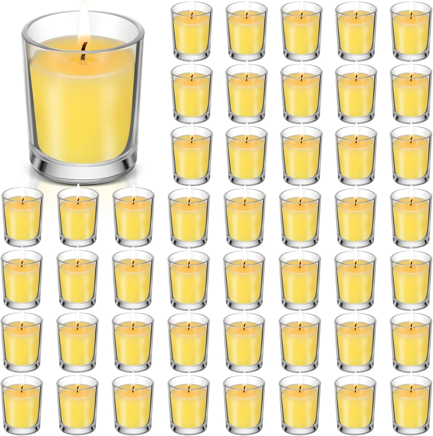 MTLEE Set of 48 Votive Citronella Candles in Glass Cup