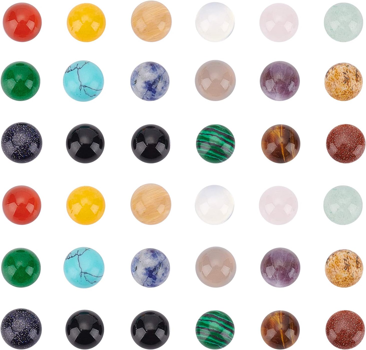 SUPERFINDINGS 36Pcs Gemstone Cabochon 18 Colors Crystal Quartz Cabochon Flatback Half Round Cabochons 8mm Natural Mixed Stone Cabochons No Hole Stone Beads for Necklace Jewelry Making DIY Craft
