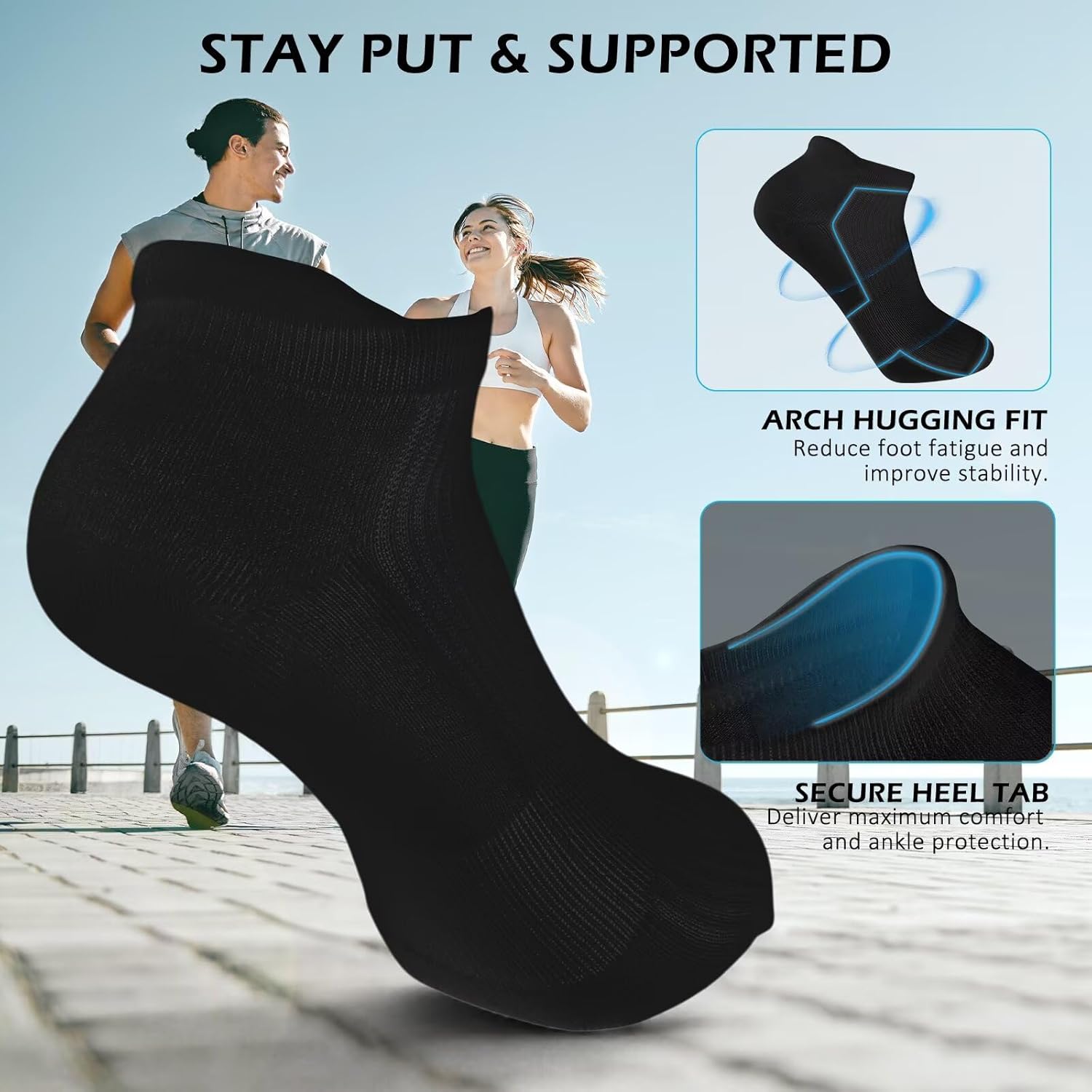 Ankle Athletic Socks for Men, Cushioned Cotton Low Cut Running Socks, Breathable Moisture Wicking Odor Free - Image 4