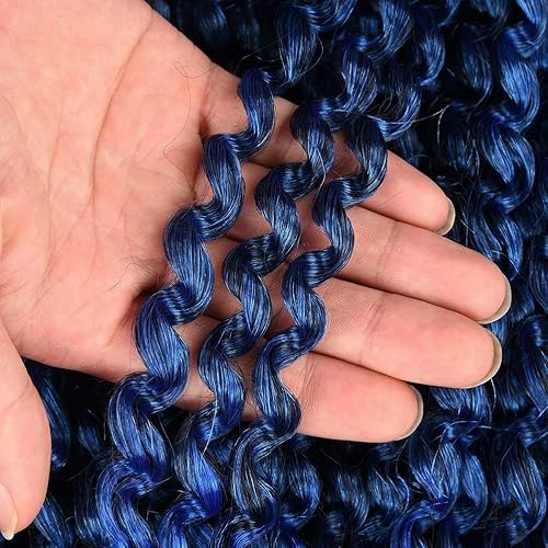 Miniatura 7 de 6 paquetes de cabello Passion Twists de 18 pulgadas, color azul degradado con ondas de agua, cabello sintético de ganchillo Passion Twist,