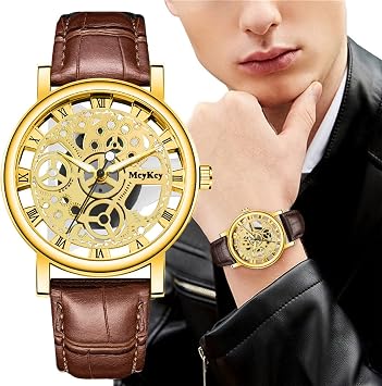 Men Business Luxury Fashion Gents Quartz Watch Men Bottom Hollow Imitation Mechanical Watch Men Belt Watch to My Son Watch