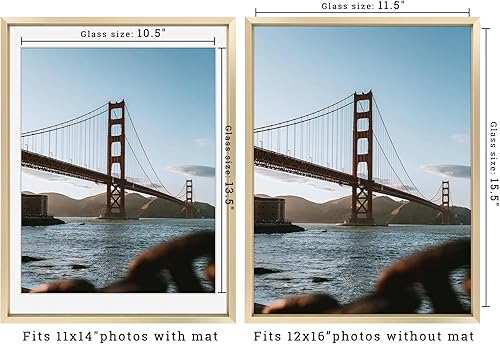 Vista 58 de Frametory - Colección de marcos de metal para fotos, marco de aluminio para fotos con alfombrilla de color marfil y cristal real Dorado