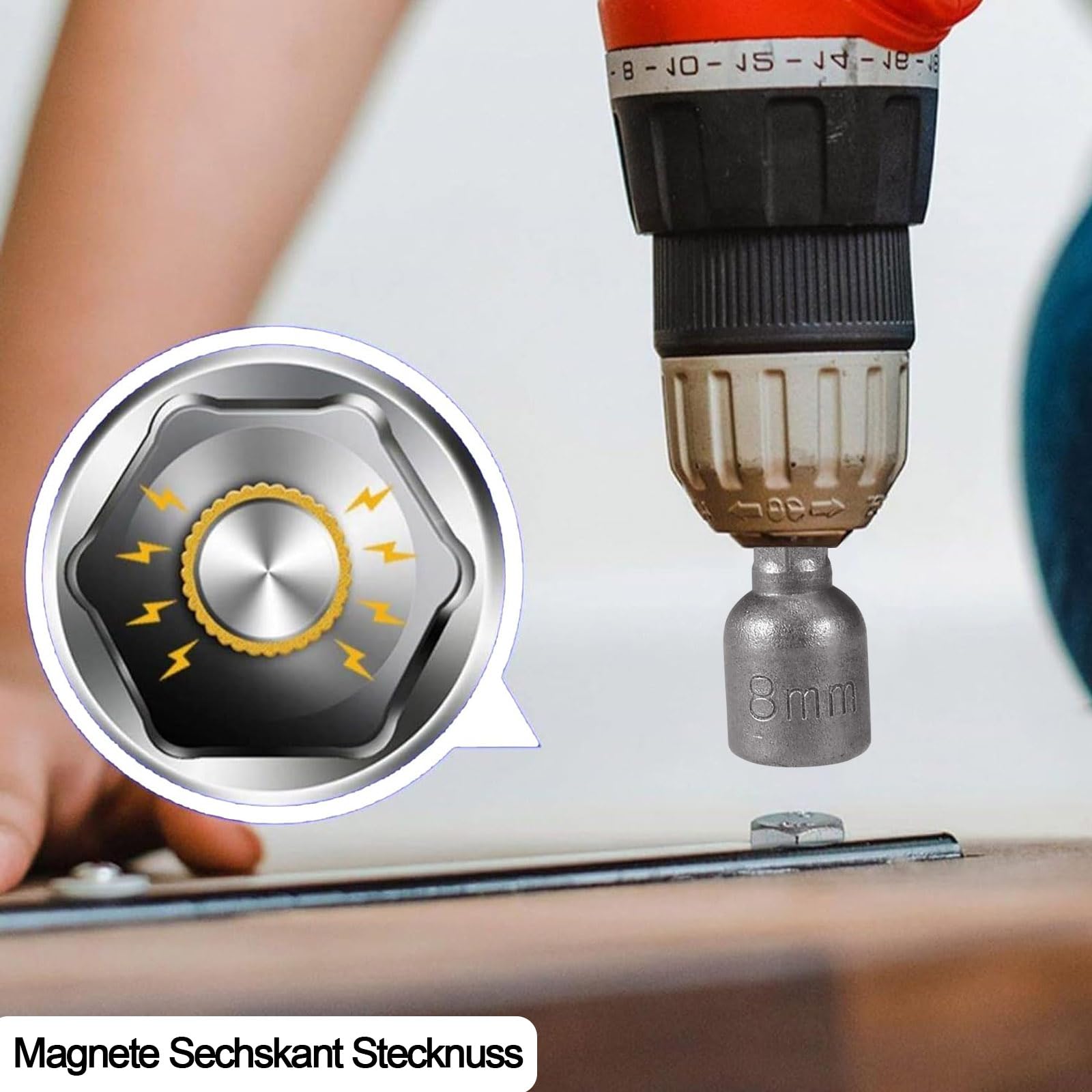 HSEAMAL 10 stuks dopsleutelset, magneten, zeskantige dopsleutel, 6-15 mm dopsleutelset, schroeven moersleutel voor boren