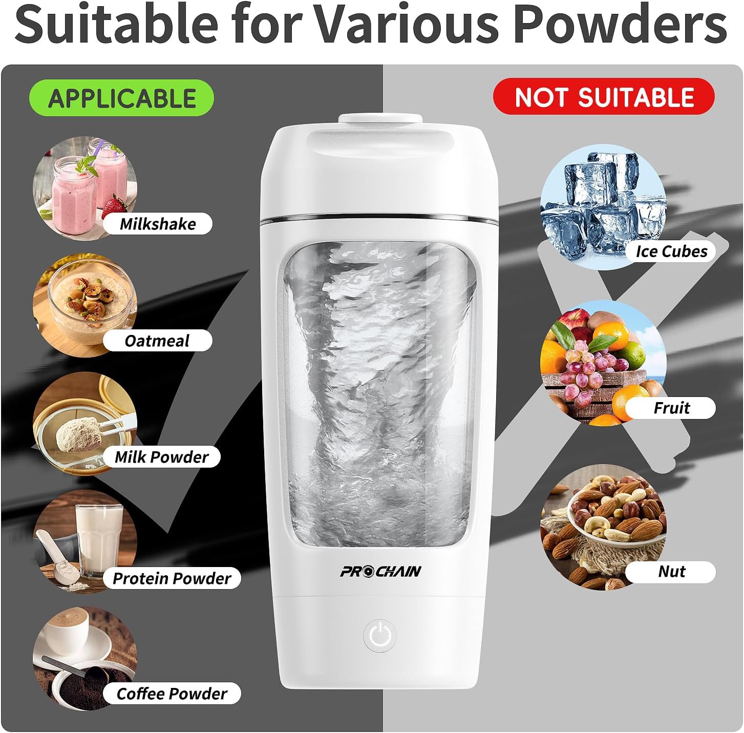 PROCHAIN Electric Protein Shaker Bottle, Shaker Cups for Protein Shakes, Portable Mixer Cup for Sports Nutrition, BPA-Free Tritan, 22oz - Image 5