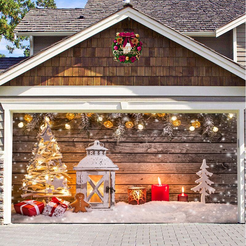 Surwin Navidad Pancarta para Puerta de Garaje,Fondo al Aire Libre Grande Decoracion Regalo Navidad,Adornos Navidad con Ojales de Cobre y Cuerda,Moda Fiesta Adornos (180x400cm,Cinta de luz)