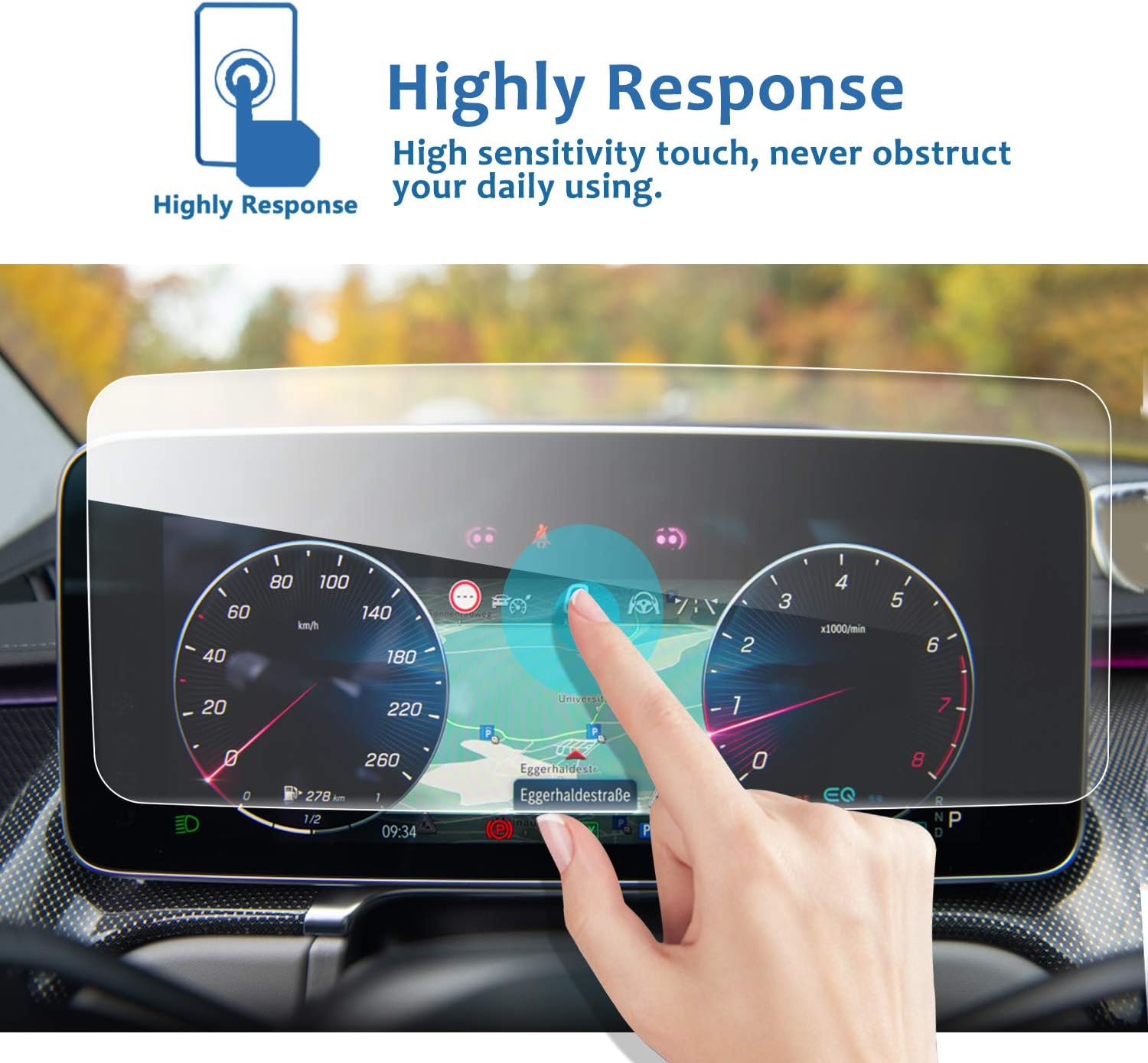 LFOTPP Navigation Screen Protector for 2021-2023 Bezn-S Class W223 Bezn S-Class S 500 4MATIC Bezn S-Class S 580 4MATIC Glass Infotainment Center Touchscreen Protector (Instrument Panel Protector)