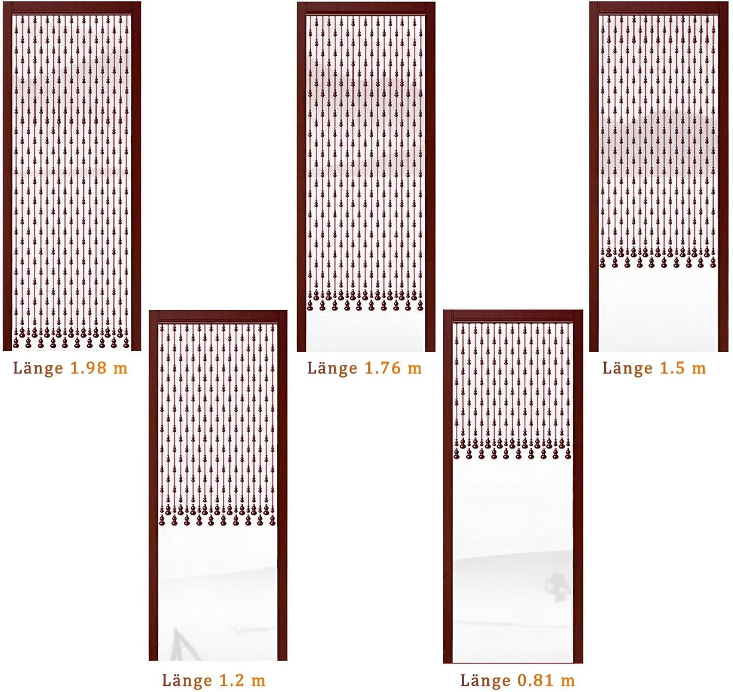 Tenda con perline in legno, senza trapano, perline di cristallo decorative per finestre e balconi, facile da installare, divisorio per soggiorno e porta