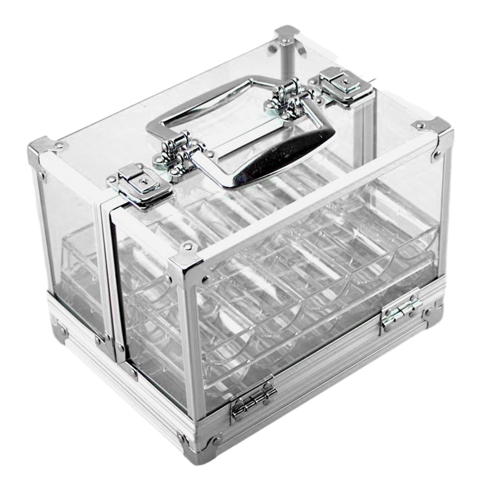 Portafichas acrílico de Gran Capacidad con bandejas para fichas. Ideal para Fiestas en Casinos y Juegos de Cartas. Bandeja para Colocar Las fichas fácilmente. Estuche acrílico para