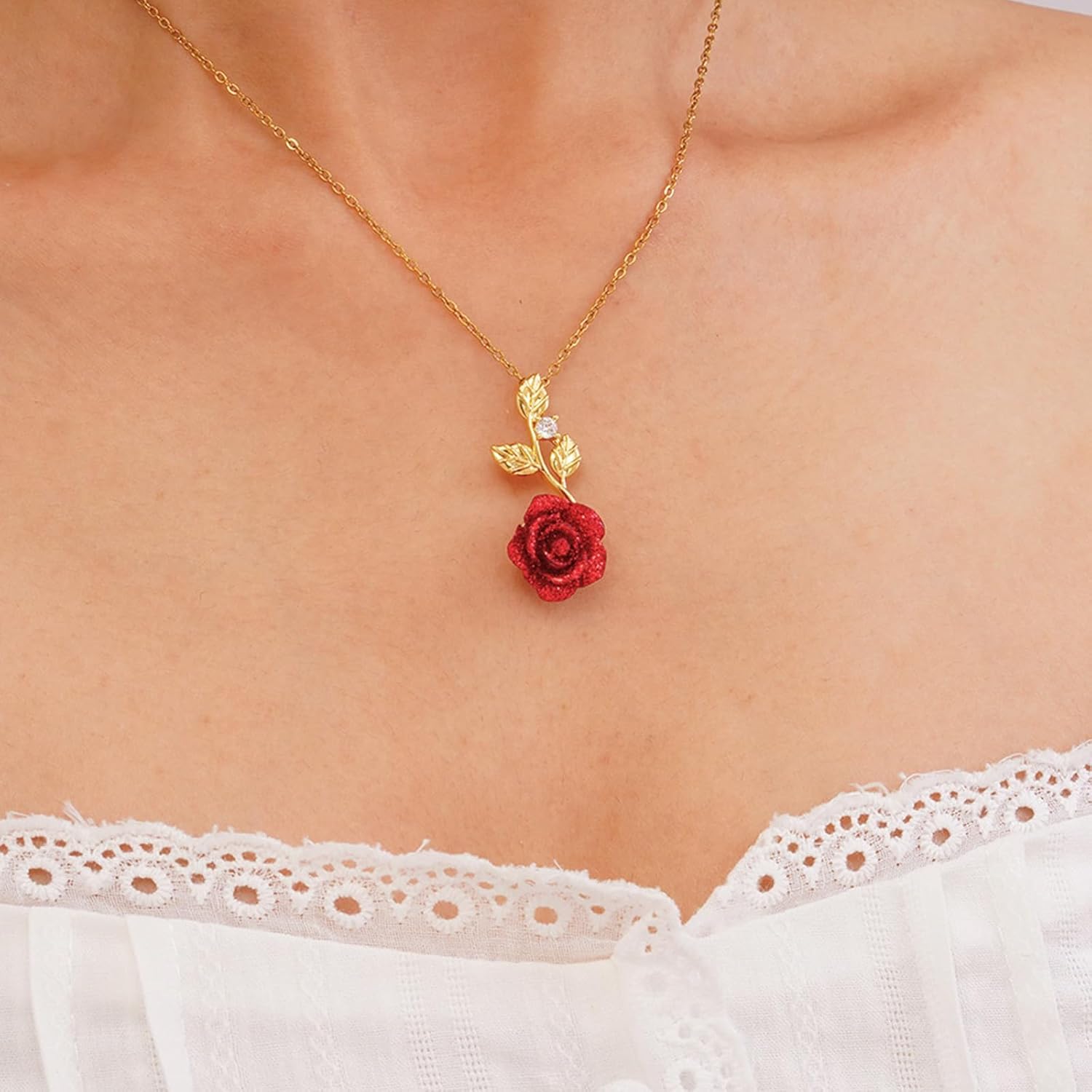 Dcfywl731 Flower Necklace for Women Rose Gold Flower Choker Necklace Valentines Day Gifts Romantic Jewelry Gift for Her - Image 2