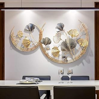 RIZIK STORE Metal Abstract Figures Wall Sculpture For Home Decor, Living Room & Bedroom (Double Moon) (44X27 Inches)