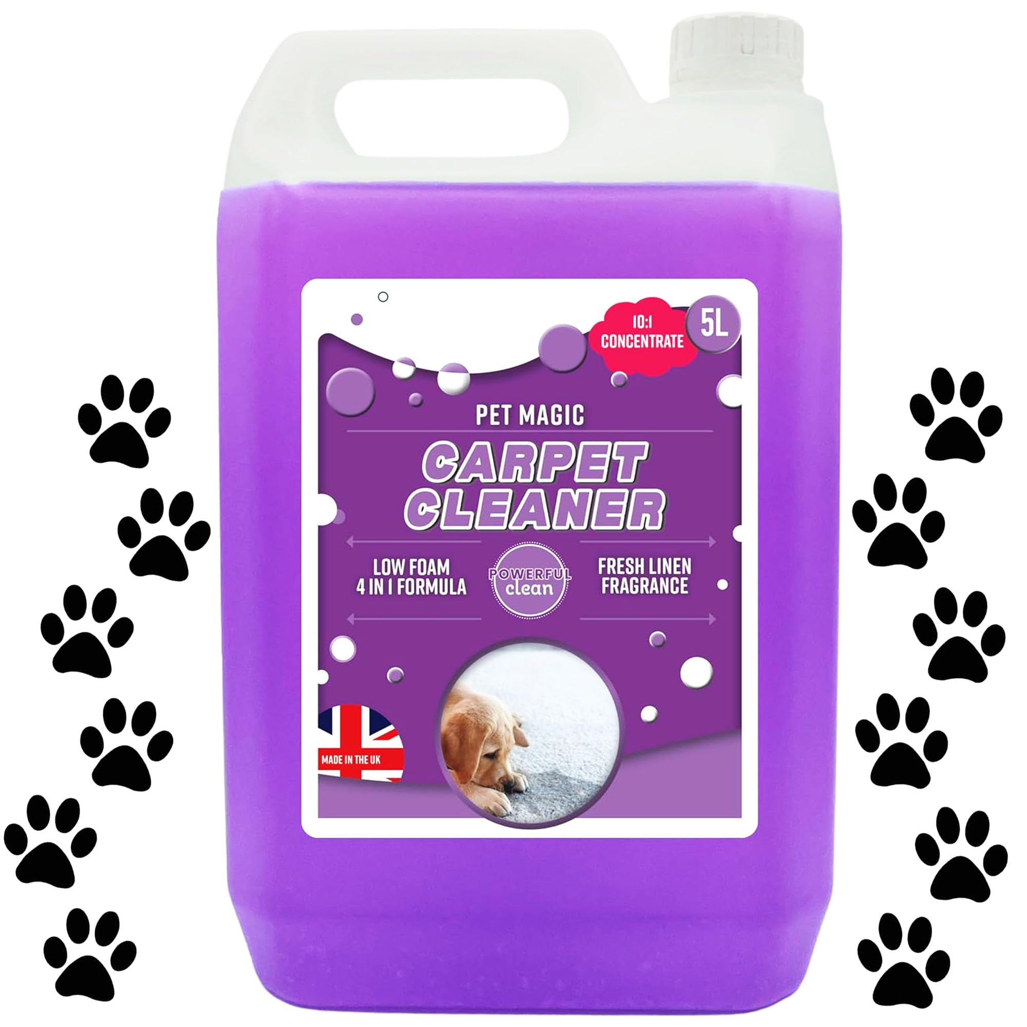 5 Litre Pet Carpet Cleaning Shampoo Solution Tough On Dog Stains Odour Remover Suitable For All Machines Fresh Linen Fragrance (1)