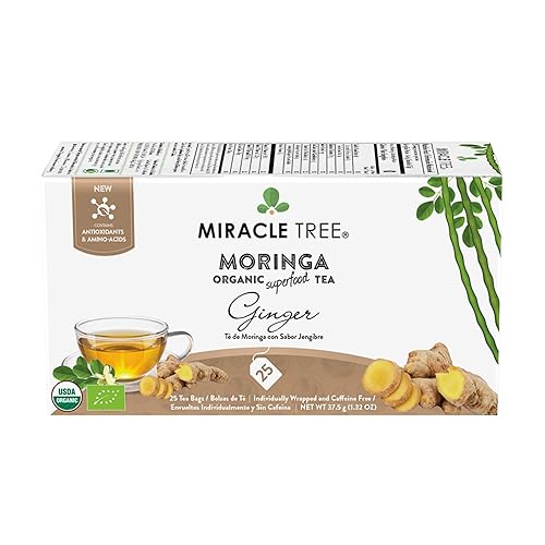 Miniatura 7 de Miracle Tree - Té orgánico de moringa superalimentario, paquete de 5, bolsas de té selladas individualmente de 5 x 25 pulgadas (hibisco, original,