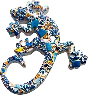 3D Resin Gecko Refrigerator Magnet Portuguese Azulejo Tile Pattern | Features 3.39in×2.56in gecko shape, resin structure with Portuguese mosaic tile print, ideal kitchen fridge decor magnets.