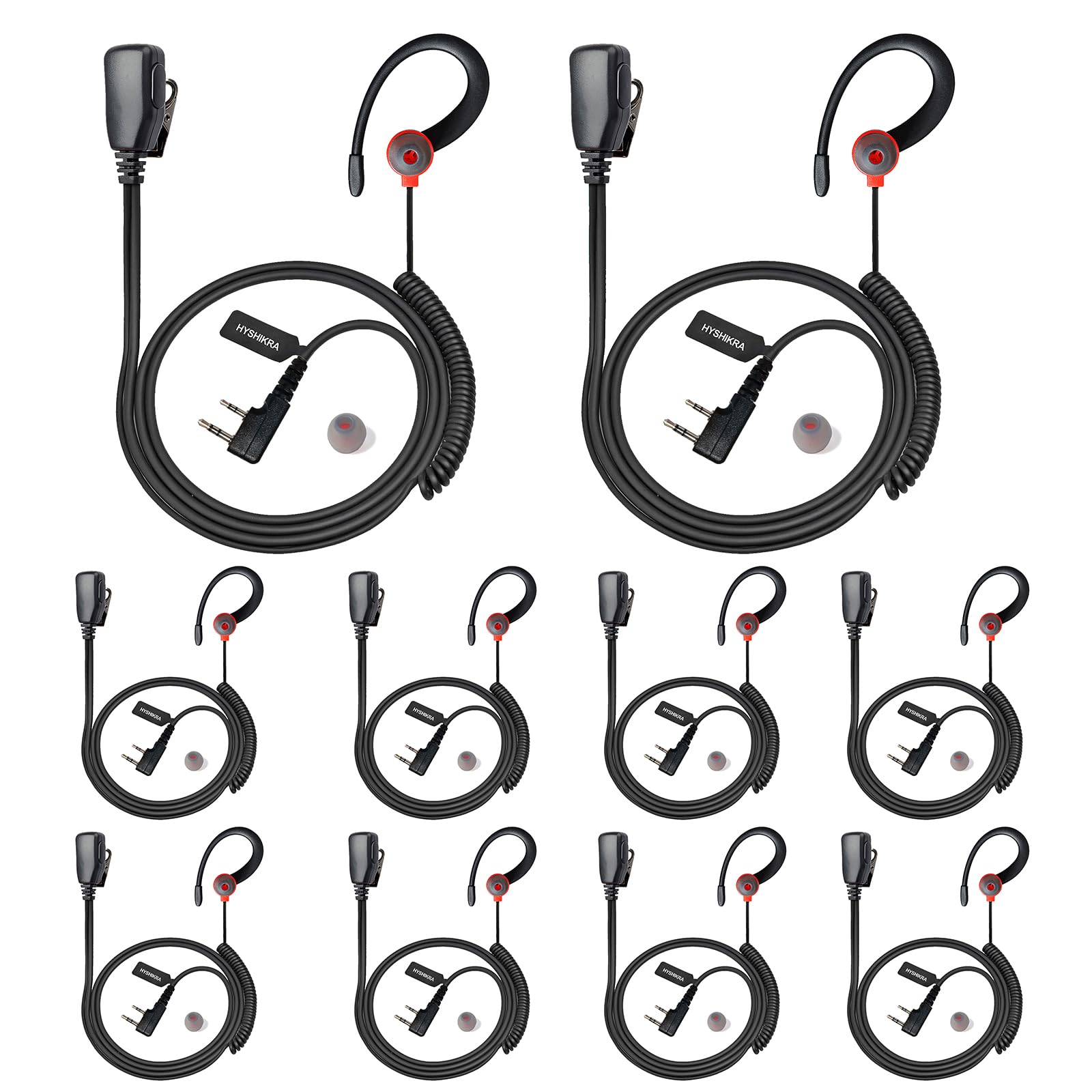 2-Pin Walkie-Talkie Headset mit Mikrofon PTT | kompatibel mit Baofeng UV-5R Retevis Kenwood Quansheng Walkie-Talkies